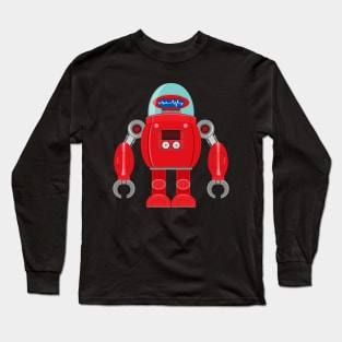 Vintage Classical Retro Robo Red Robot Long Sleeve T-Shirt